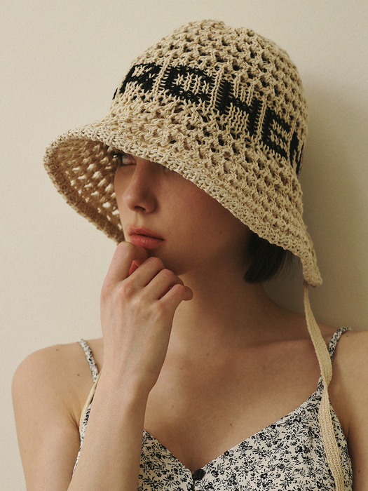 Logo knitting strap bucket hat_5color