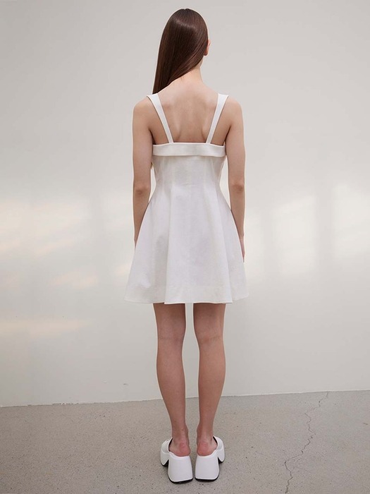 Lucia Stretch Linen Mini Dress (Ivory)