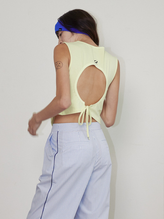 Back Hole Tank Top - Light Yellow