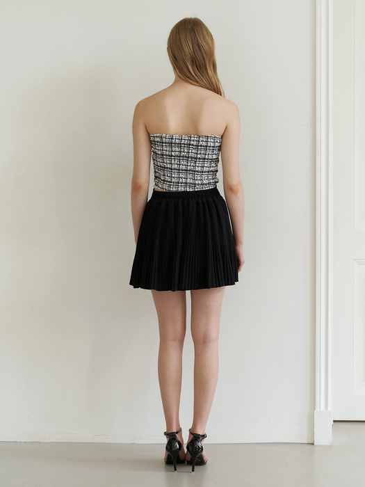 fluffy pleats skirt - black