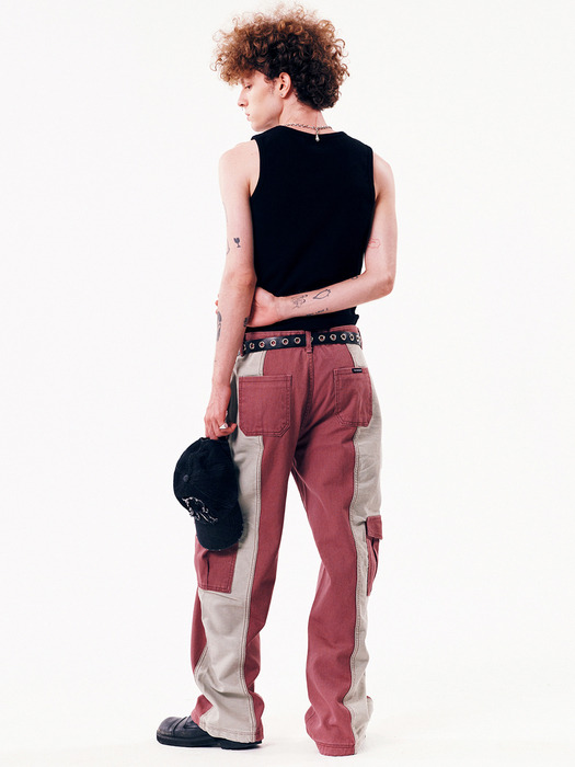 TWO-TONE CARGO PANTS [PINK BEIGE]