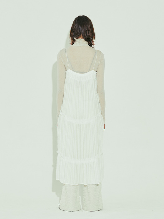 CHIFFON SLEEVELESS DRESS / WHITE