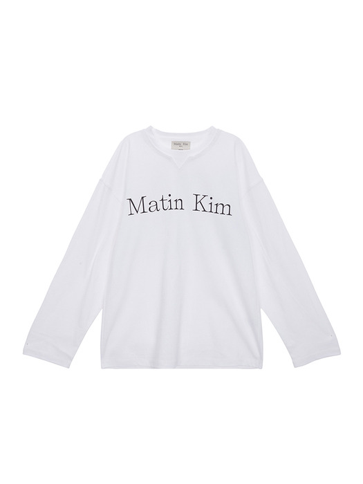 MATIN TYPO LONG SLEEVE TOP IN WHITE