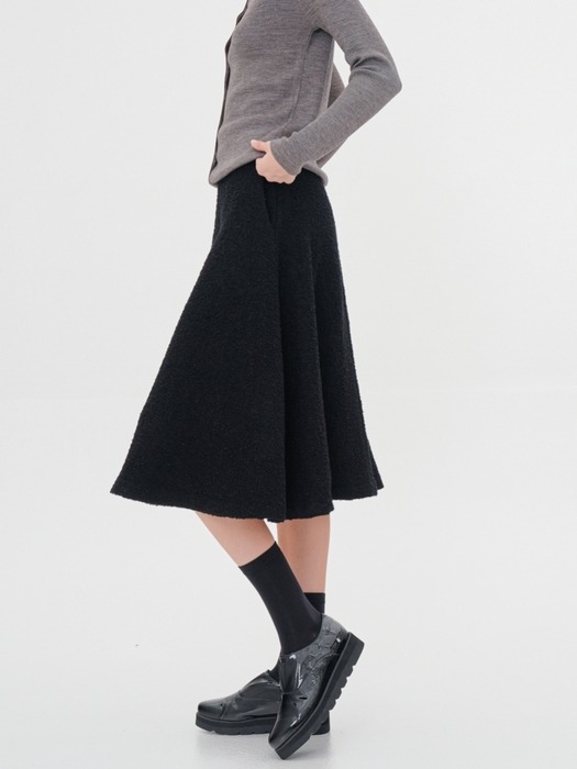 Alpaca Tweed Flare Skirt _Black