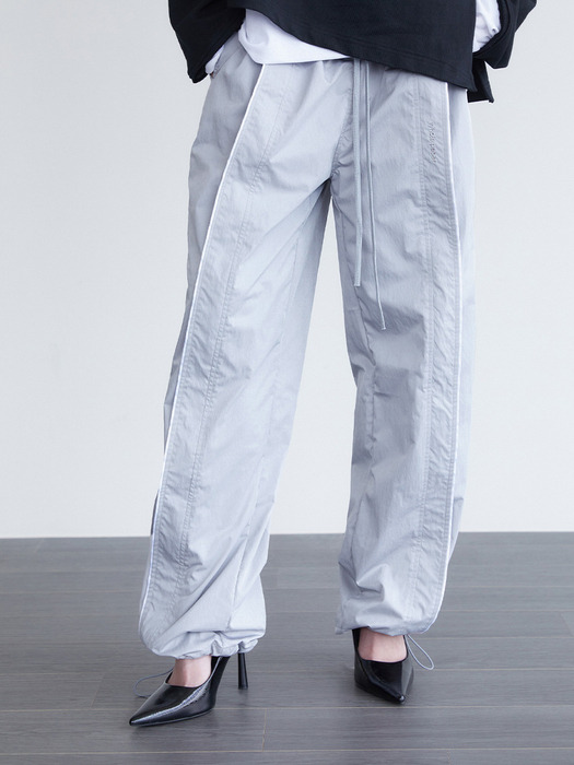 Nylon pin-tuck track pants - gray