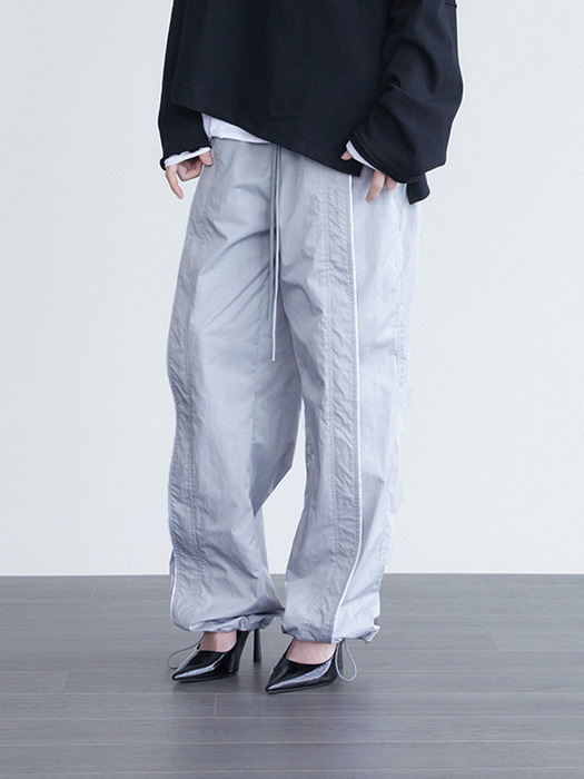 Nylon pin-tuck track pants - gray