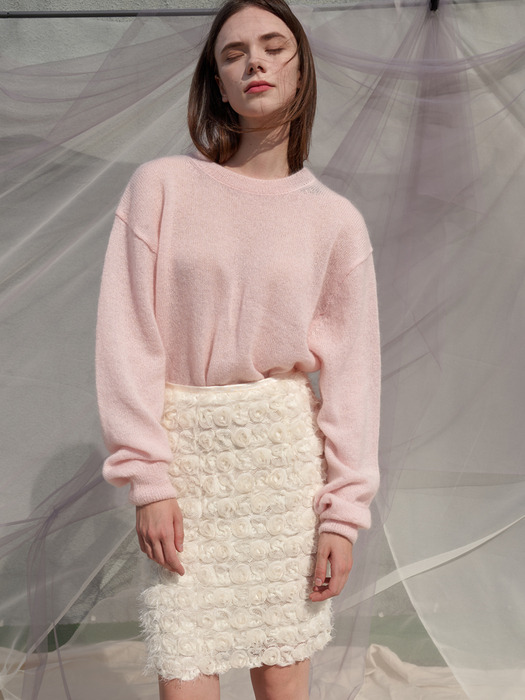 RosieRose Lace H Line Skirt_Cream