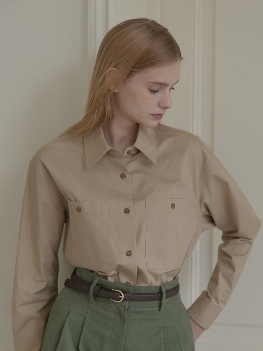 Classic Two Pocket Shirt - Beige