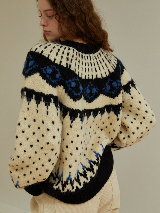 Heidi Alpaca Nordic Cardigan (Ivory)