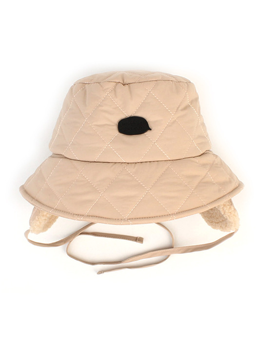 Quilting Beige Earflap Bucket Hat 귀달이모자