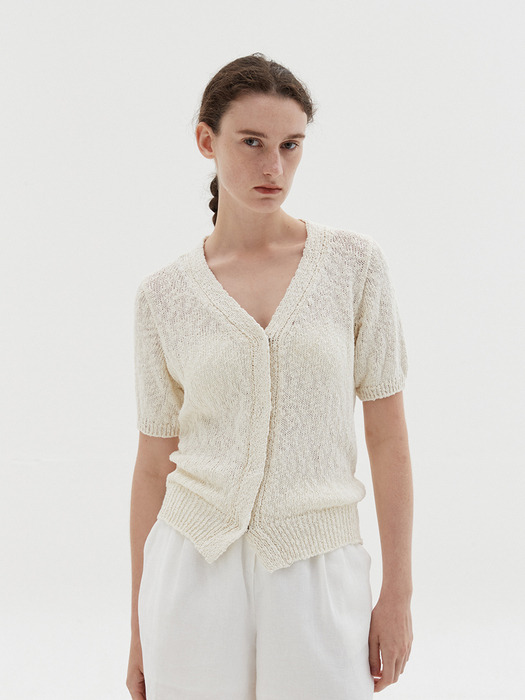 slabsnap half cardigan-cream