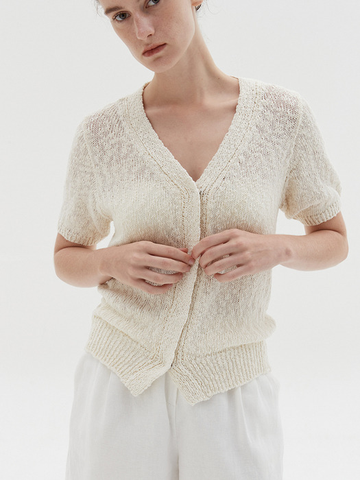 slabsnap half cardigan-cream