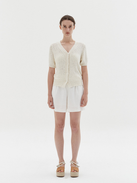 slabsnap half cardigan-cream