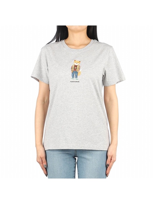 23FW (LW00112KJ0008 LIGHT GREY MEL) 여성 드레스드 폭스 반팔 티셔츠