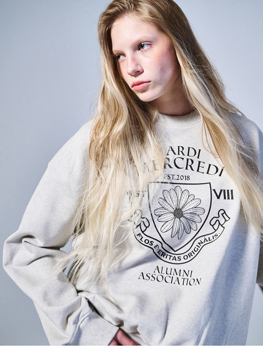 SWEATSHIRT ALUMNI EMBLEM_OATMEAL BLACK