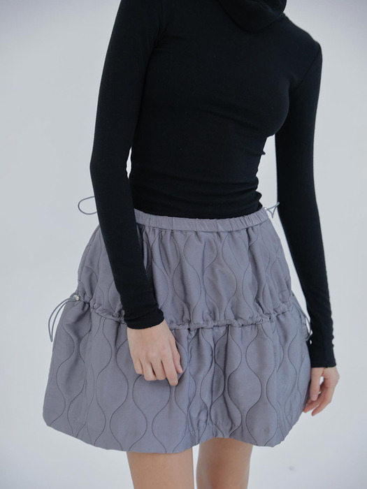 quilted satin skirts (charcoal)
