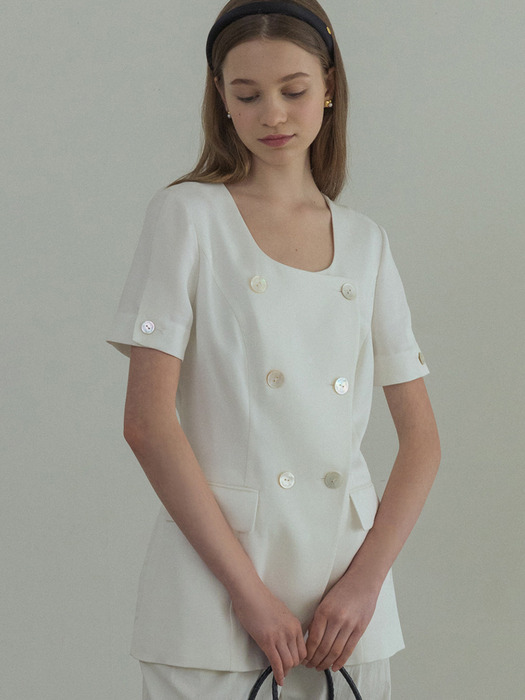 PEARL BUTTONS DOULE JACKET (WHITE)