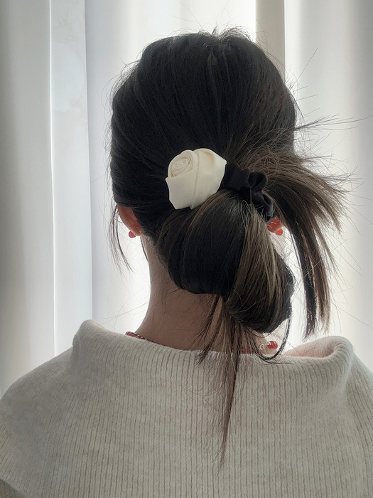 Romantic rose hair scrunchie (3color)