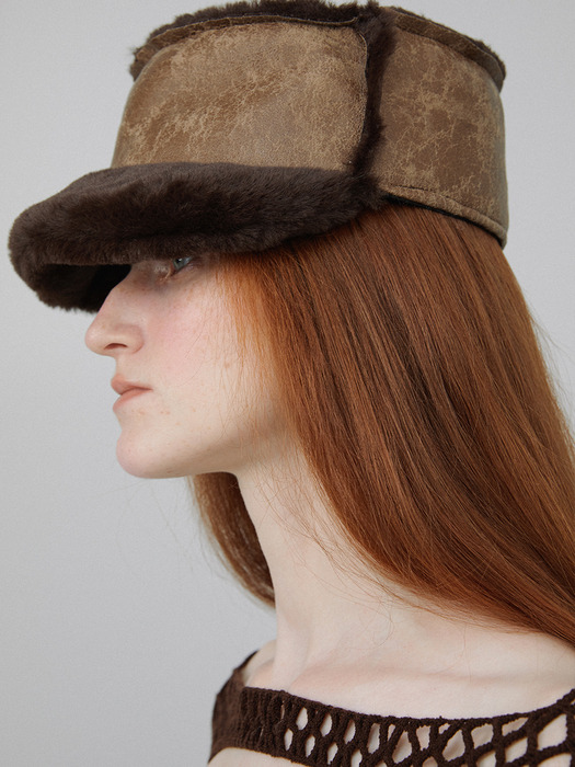 BELLBOY CAP_SHEARLING_BROWN