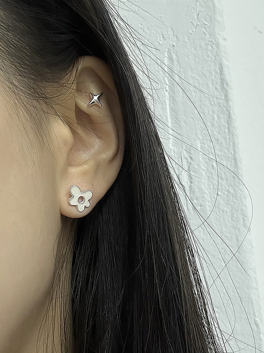 [925silver] Pop corn flower earring