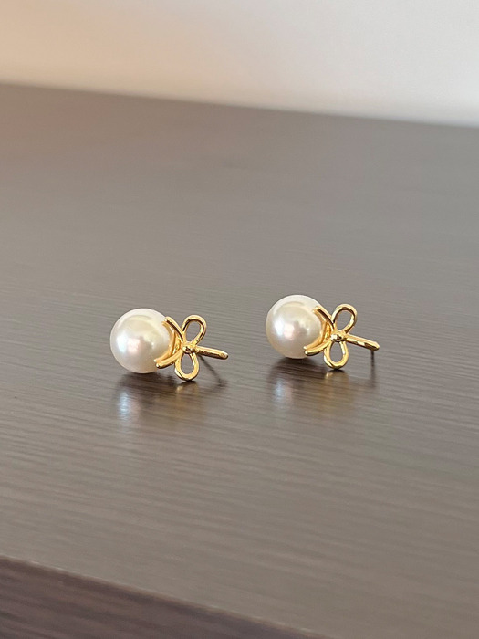 ribbon pearl earrings (2colors)