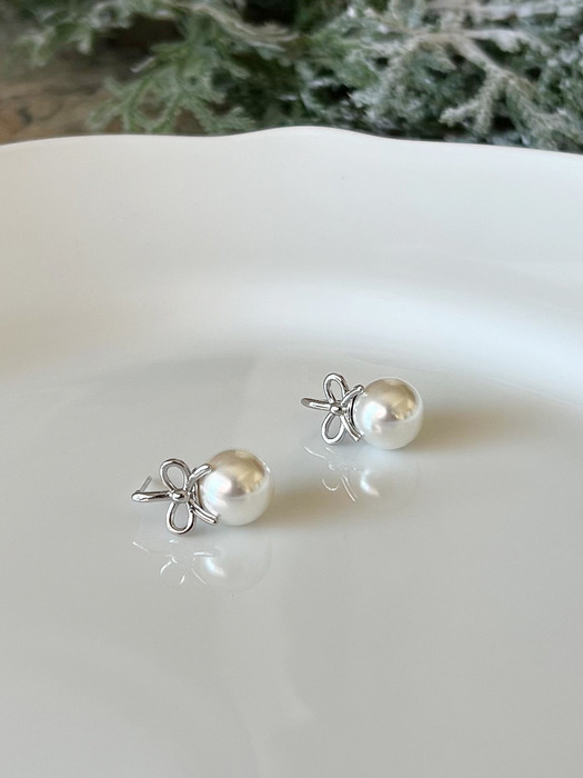 ribbon pearl earrings (2colors)