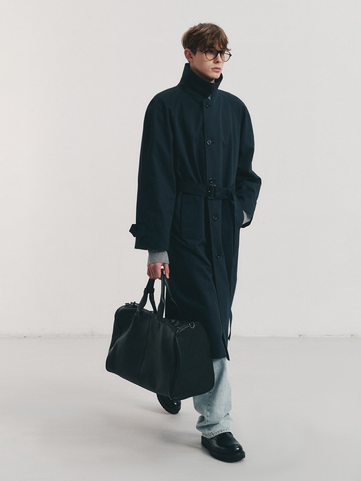 UNISEX VOLUME COTTON MAC COAT CHARCOAL NAVY_M_UDTR4A101N3