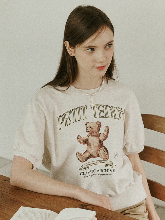 Petit Teddy Half Sleeve Sweatshirt - Oatmeal