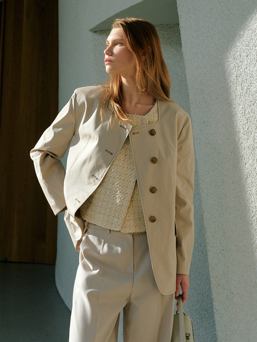 Square Neck Asymmetric Jacket_2color