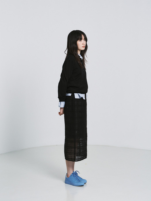 TULLE LAYER PENCIL SKIRT_BLACK