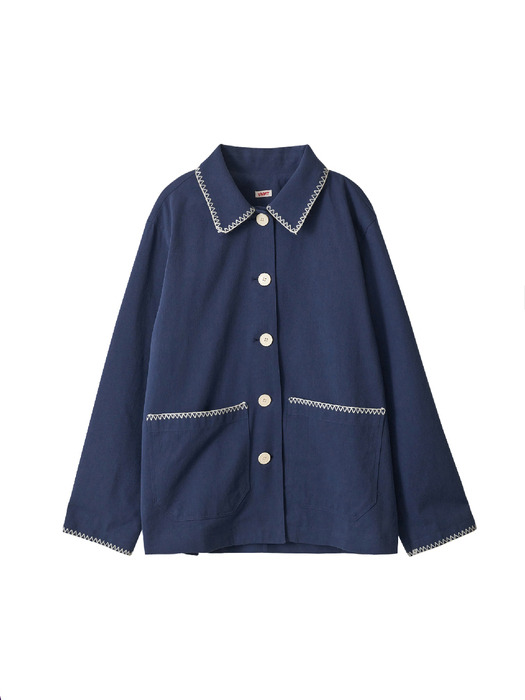 Hand-work in french jacket_vintage navy