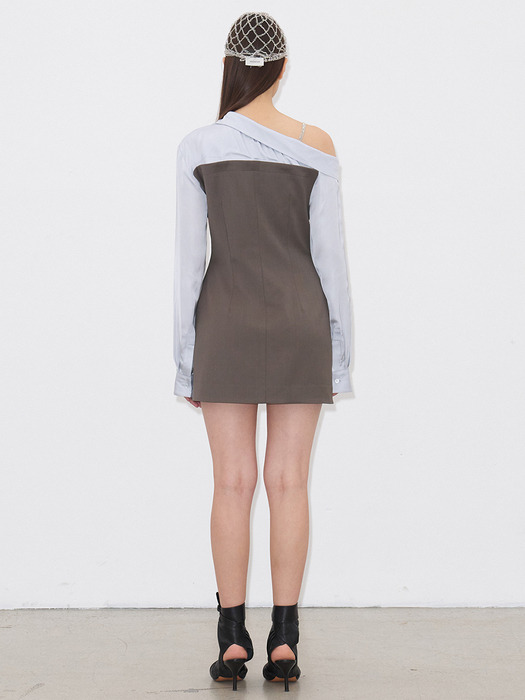 DETACHABLE SHIRTS DRESS(DARK KHAKI)