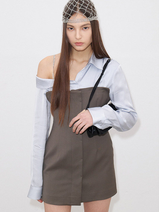 DETACHABLE SHIRTS DRESS(DARK KHAKI)