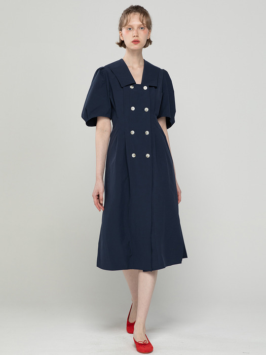 Double button dress_Navy