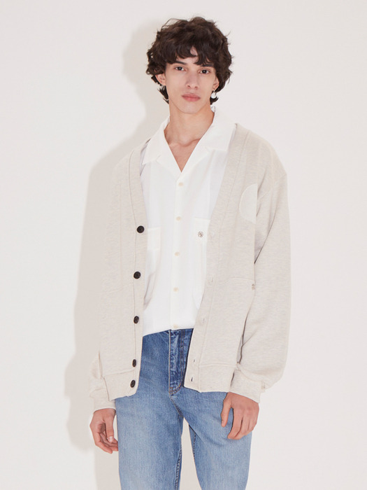 reverse color scheme french terry cardigan_ivory