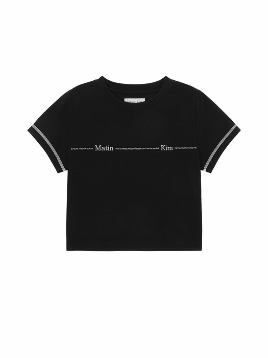 MATIN SMALL LINE LOGO STITCH CROP TOP IN BLACK