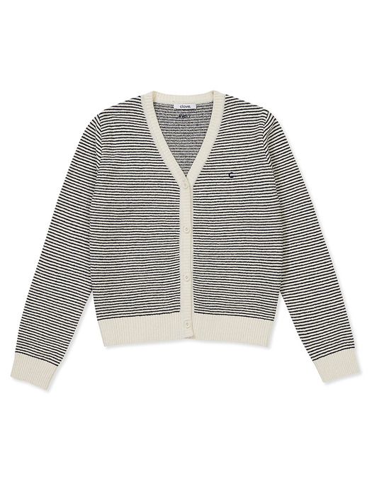 [24SS clove] Fluffy Boucle Stripe Cardigan (Ivory)