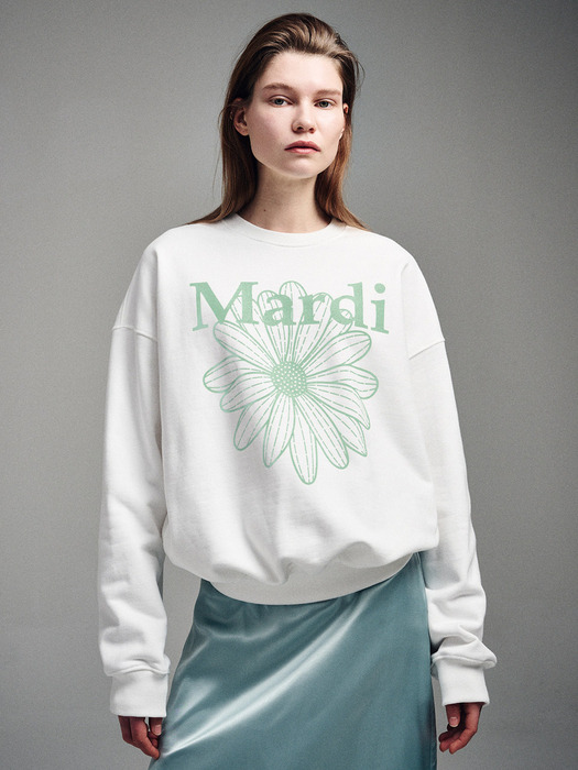 SWEATSHIRT FLOWERMARDI_WHITE MINT