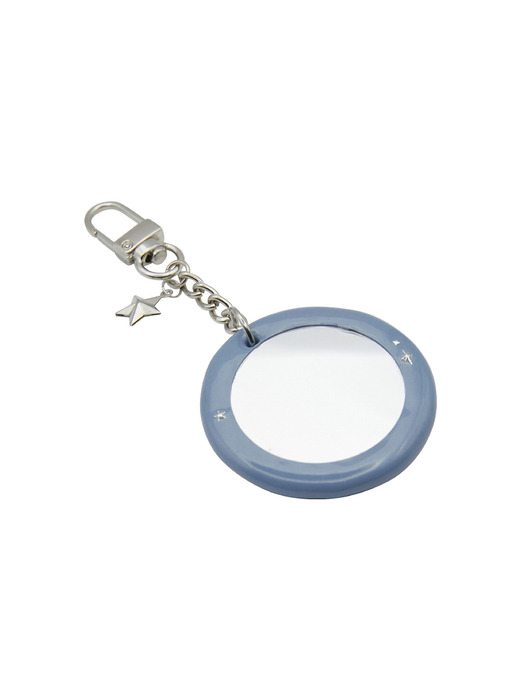 round star mirror key ring-blue