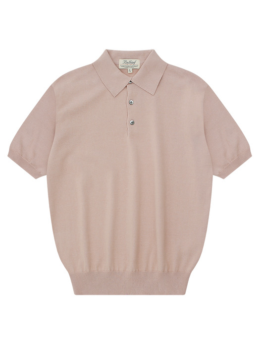 Essential Short Sleeve Polo Knit (Pink)