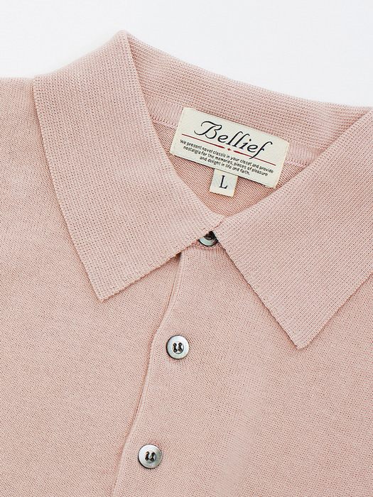 Essential Short Sleeve Polo Knit (Pink)
