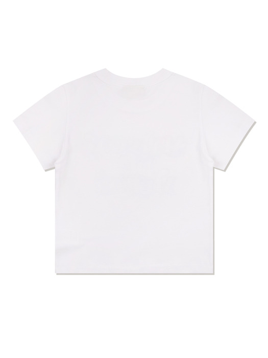 우먼즈 크롭 스판 로맨틱 로고 반소매 티셔츠 화이트(FCE2TS203W)