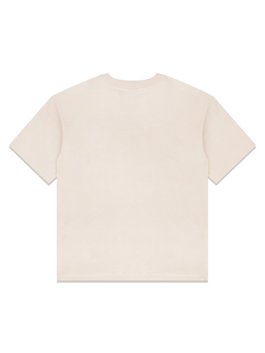 UNISEX 오버핏 서핑부브 엠보 로고 반소매 티셔츠 크림(FCE2TS405M)
