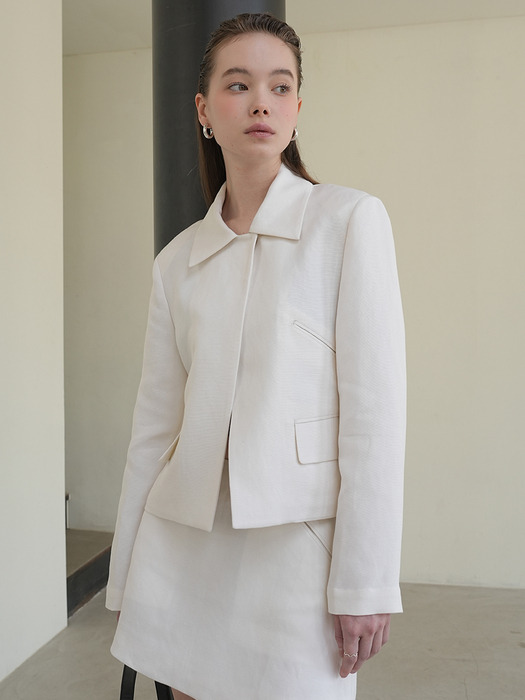 Silk Linen Oxford Jacket White