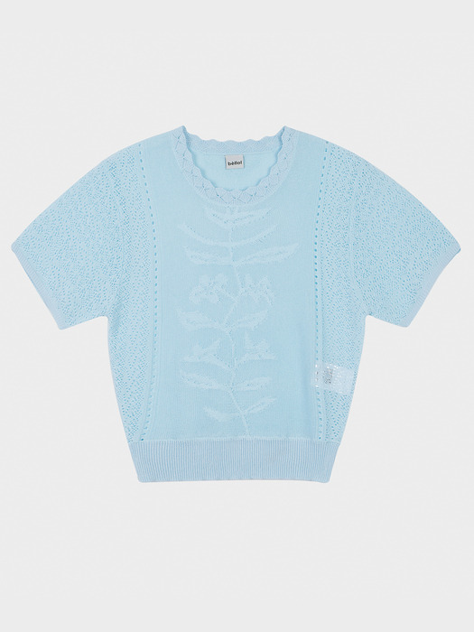 Flower Jaquard half Knit SKY