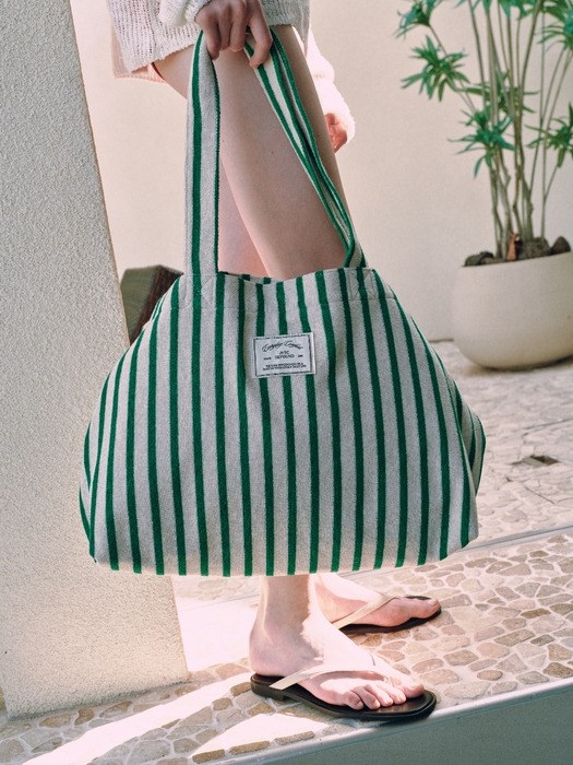 stripe terry bag - green (L)