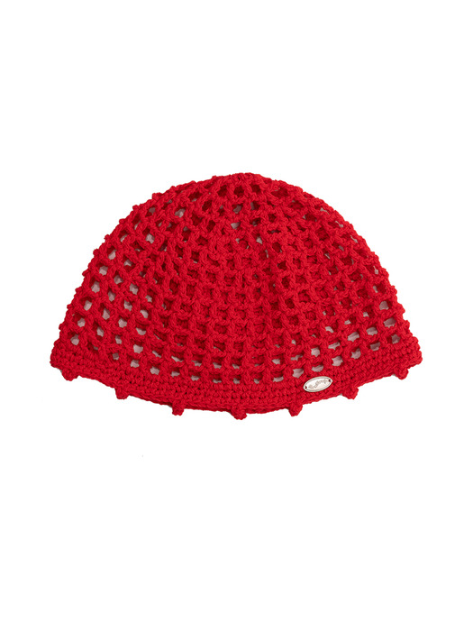 No.232 / Lily Punching Short Beanie _ Red