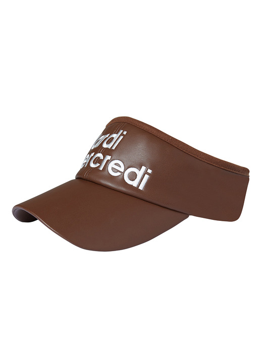 FAUX LEATHER SUN VISOR_BROWN IVORY