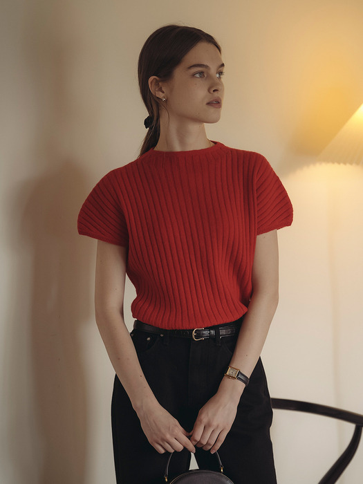 Cashmere blended wholegarment knit_Red