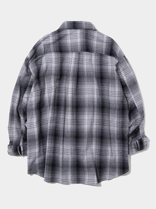 Unisex Tartan Check Pattern Boxy Overfit Cotton Shirt Series [Gray]